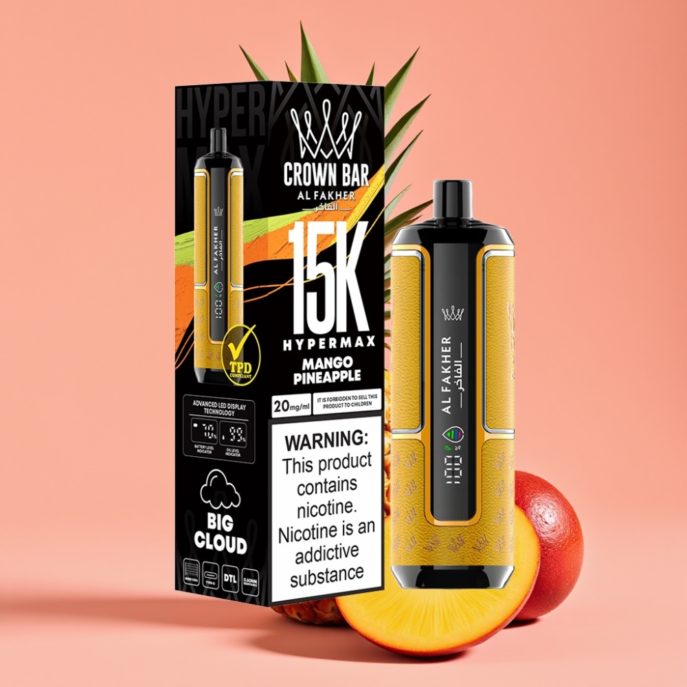 Al Fakher Crown Bar 15K Hypermax Enkratna E-Cigareta 22ml 6mg Mango Ananas