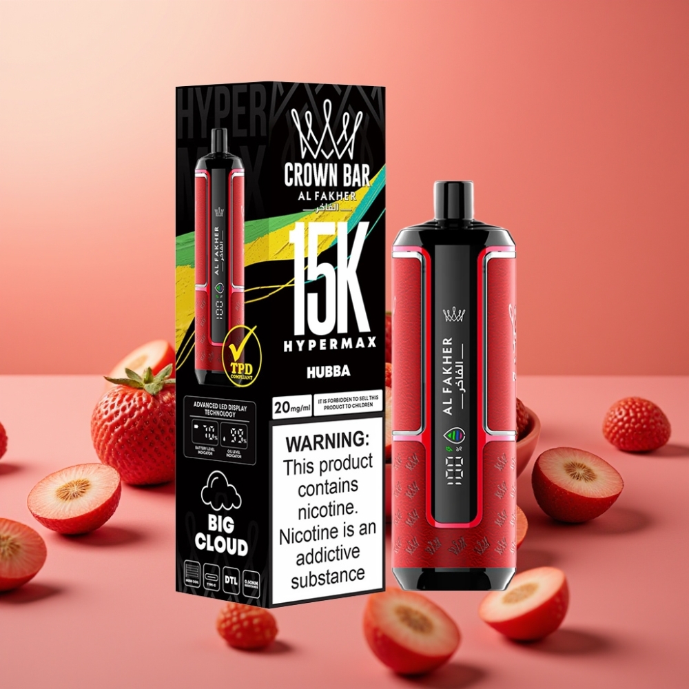 Al Fakher Crown Bar 15K Hypermax Enkratna Vape Naprava Hubba – 22ml, 600mAh, 6mg/ml, 15.000 povlekov, Type-C, DTL