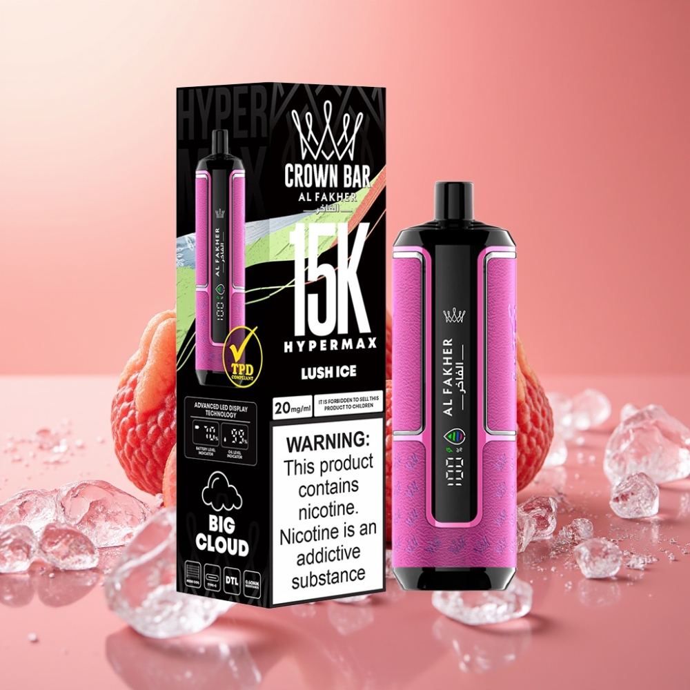 Al Fakher Crown Bar 15K Hypermax Enkratna Vape Naprava Luch Ice 22ml 600mAh Type-C DTL 6mg/ml