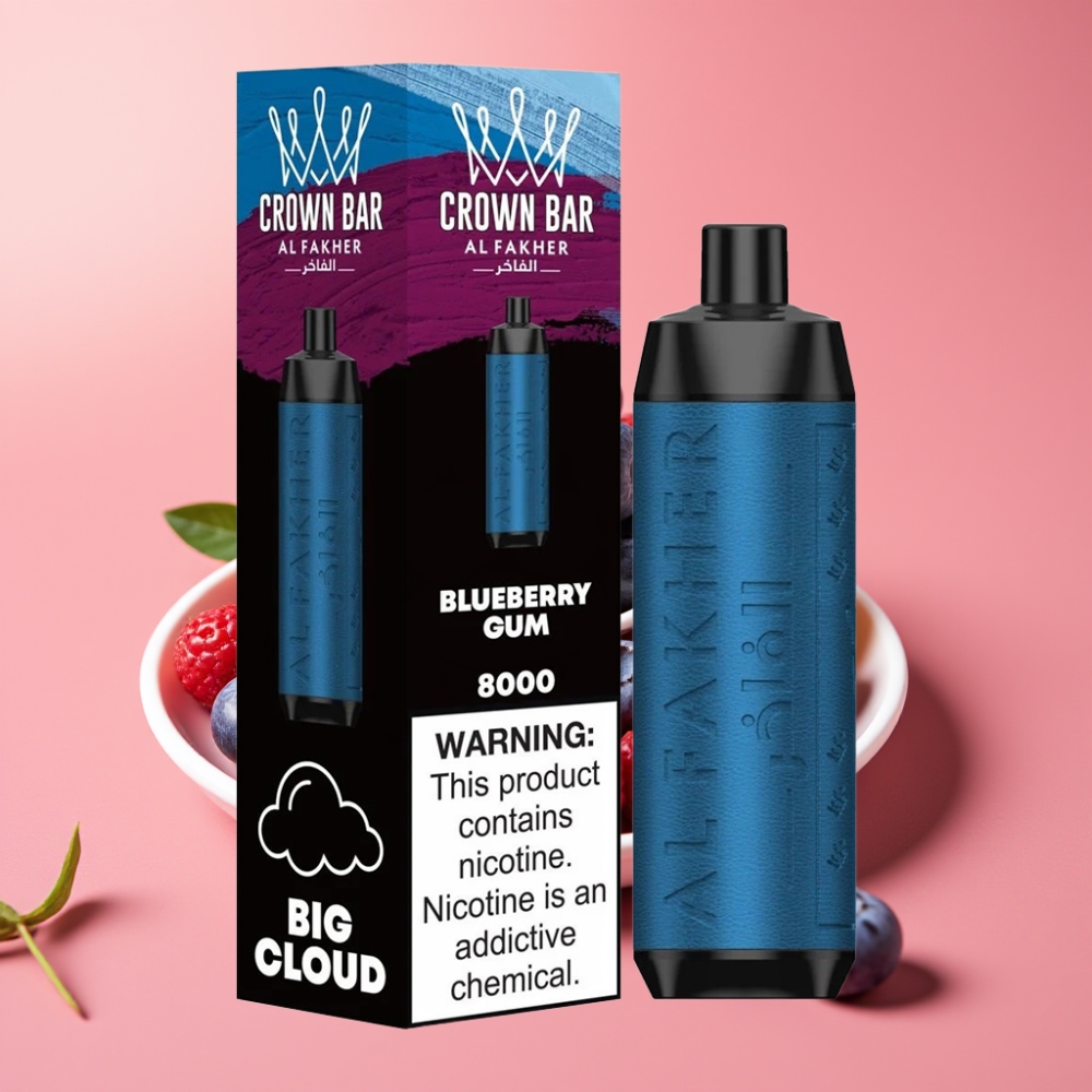 Al Fakher Crown Bar 8000 Crystal 18ml 5mg 0.6ohm USB-C Modra Jagoda Žvečilka