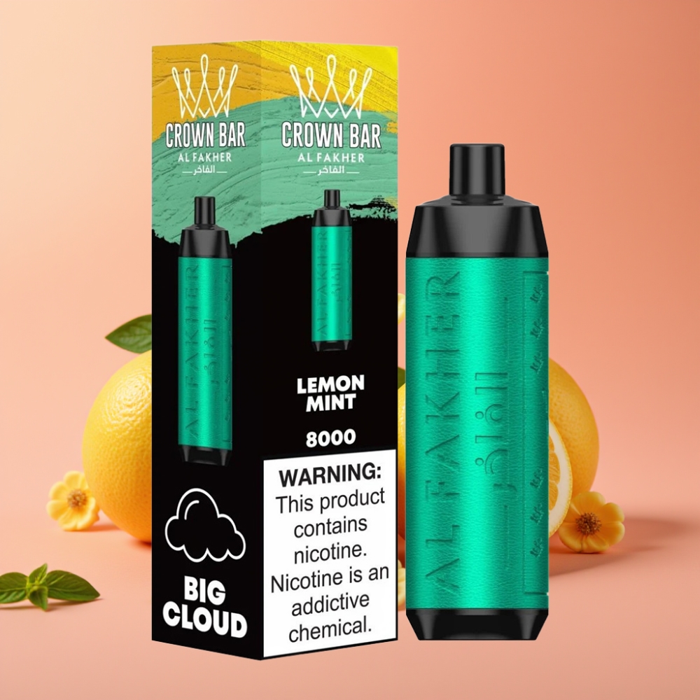 Al Fakher Crown Bar 8000 Crystal Enkratna Vapa Limona Meta Ključne Lastnosti: 600mAh Baterija, 18ml E-tekočine