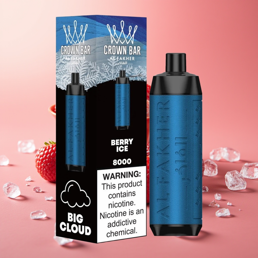 Al Fakher Crown Bar 8000 Crystal Enkratna Vape Berry Ice 18ml 5mg 8000 Puffov USB-C