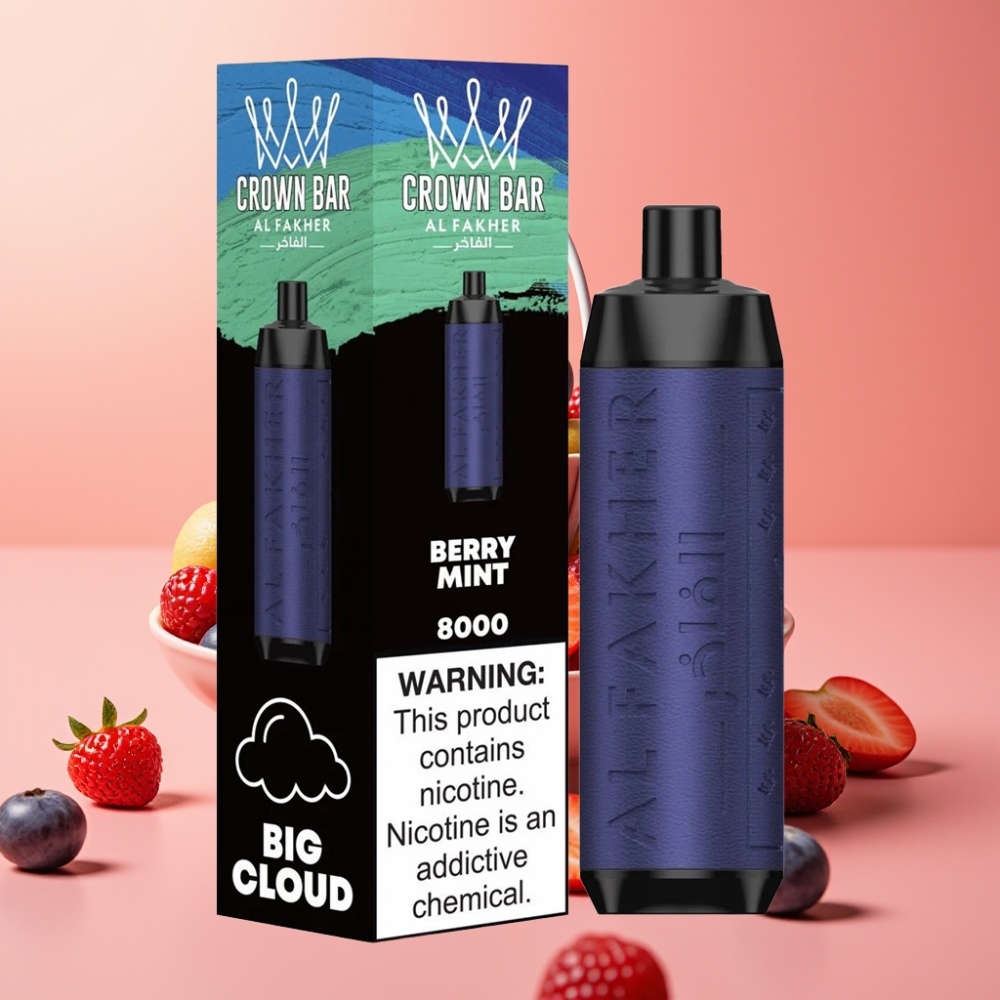 Al Fakher Crown Bar 8000 Crystal Enkratna Vape Berry Mint 18ml 5mg USB-C 600mAh 0.6ohm
