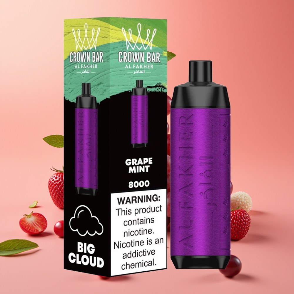Al Fakher Crown Bar 8000 Crystal Enkratna Vape Grozdje Meta 600mAh 18ml 5mg