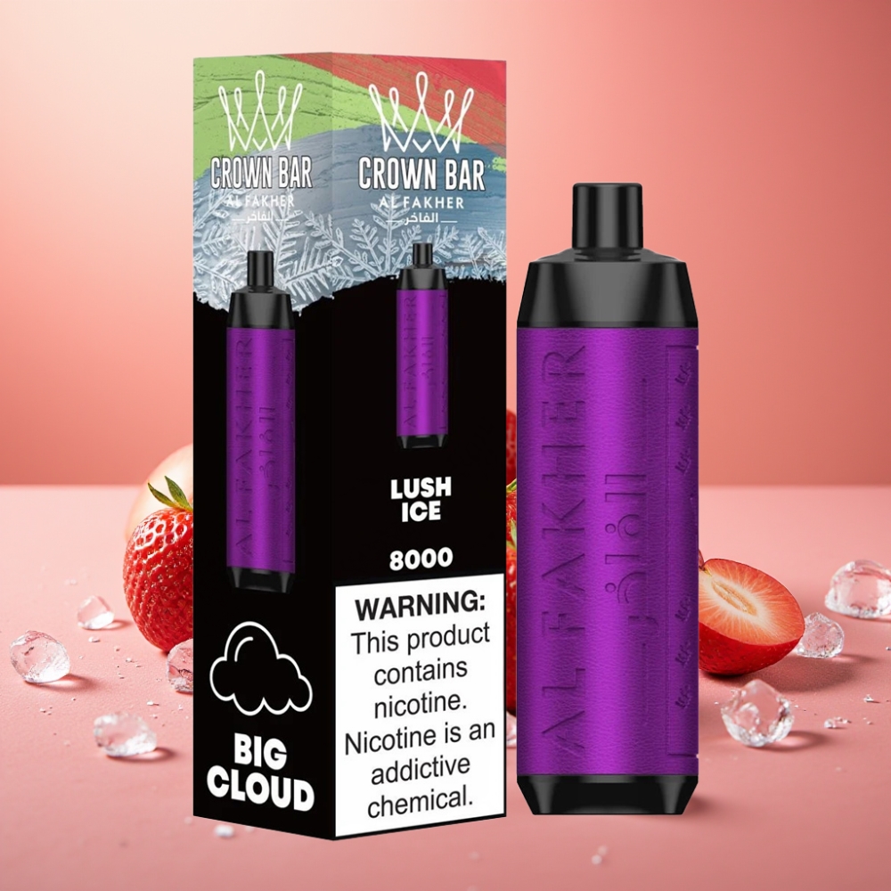 Al Fakher Crown Bar 8000 Crystal Enkratna Vape Ice Lush 18ml 5mg 600mAh Type-C
