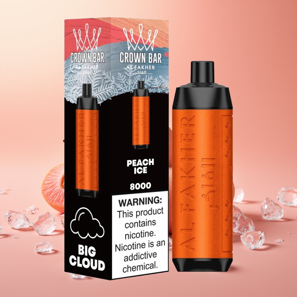 Al Fakher Crown Bar 8000 Crystal Enkratna Vape Peach Ice 18ml 5mg 600mAh USB-C