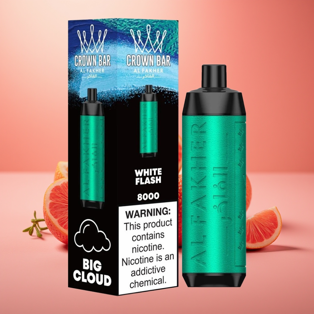 Al Fakher Crown Bar 8000 Crystal Enkratna Vape White Flash 18ml 5mg 600mAh USB-C