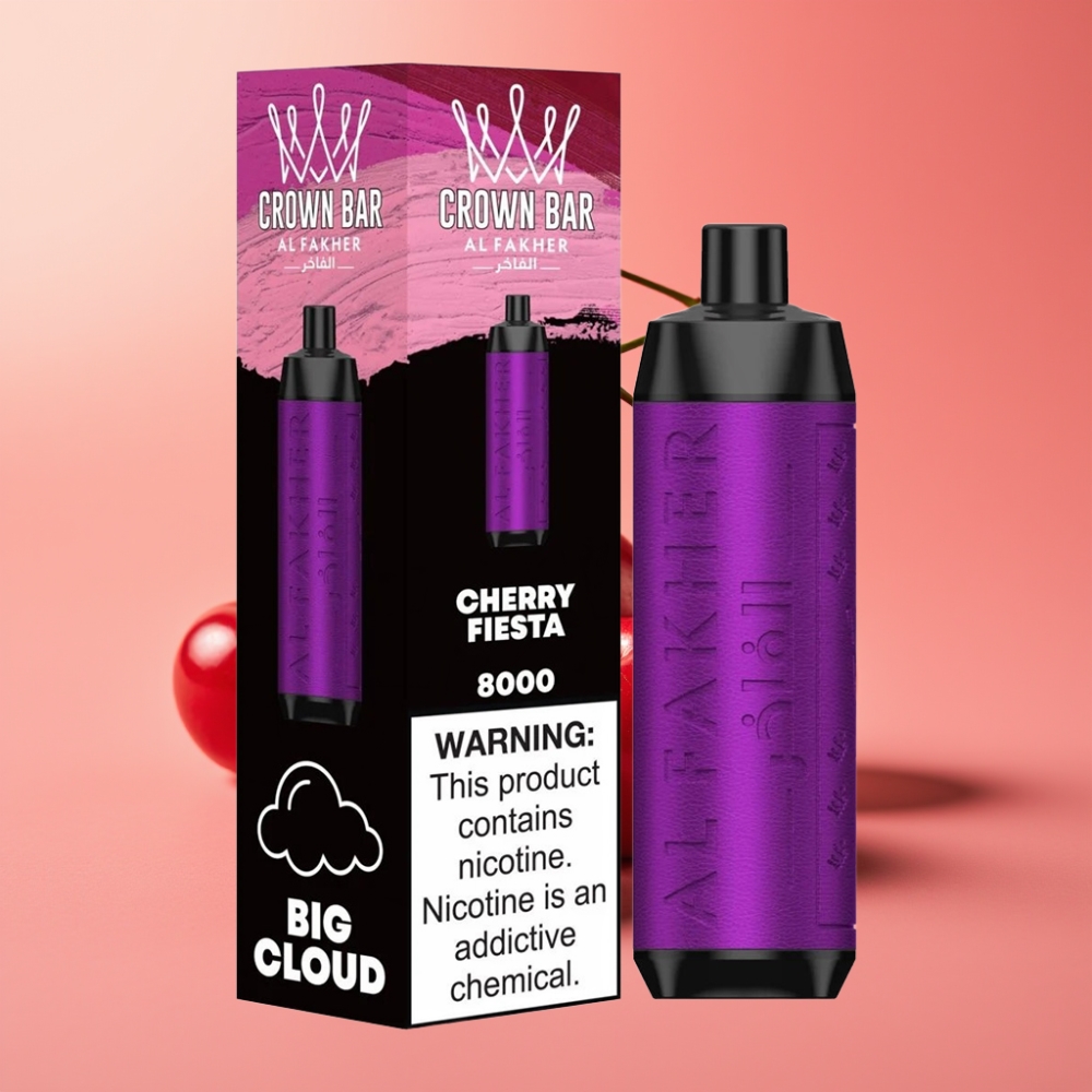 Al Fakher Crown Bar 8000 Crystal Enkratna Vape Češnjeva Fiesta 18ml 5mg