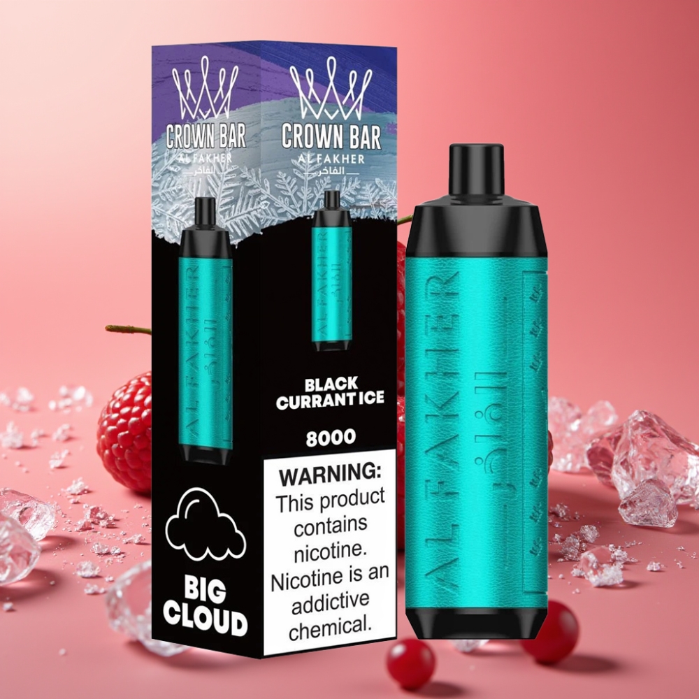 Al Fakher Crown Bar 8000 Crystal Enkratna Vape Črni Ribez Led 600mAh 18ml 5mg 0.6ohm