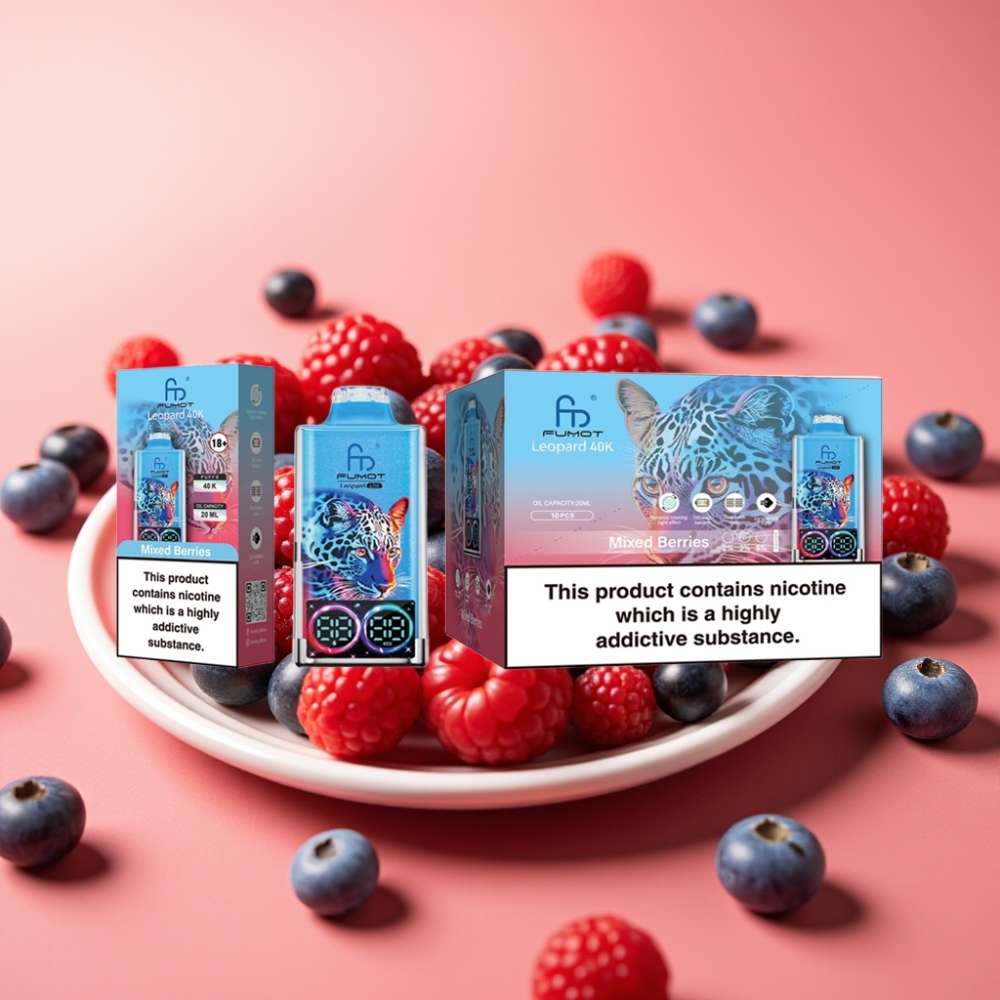 Fumot Leopard 40K Puffs Dual Mesh 0-5% Nikotin Tip-C Mešane Jagode Digitalni Display