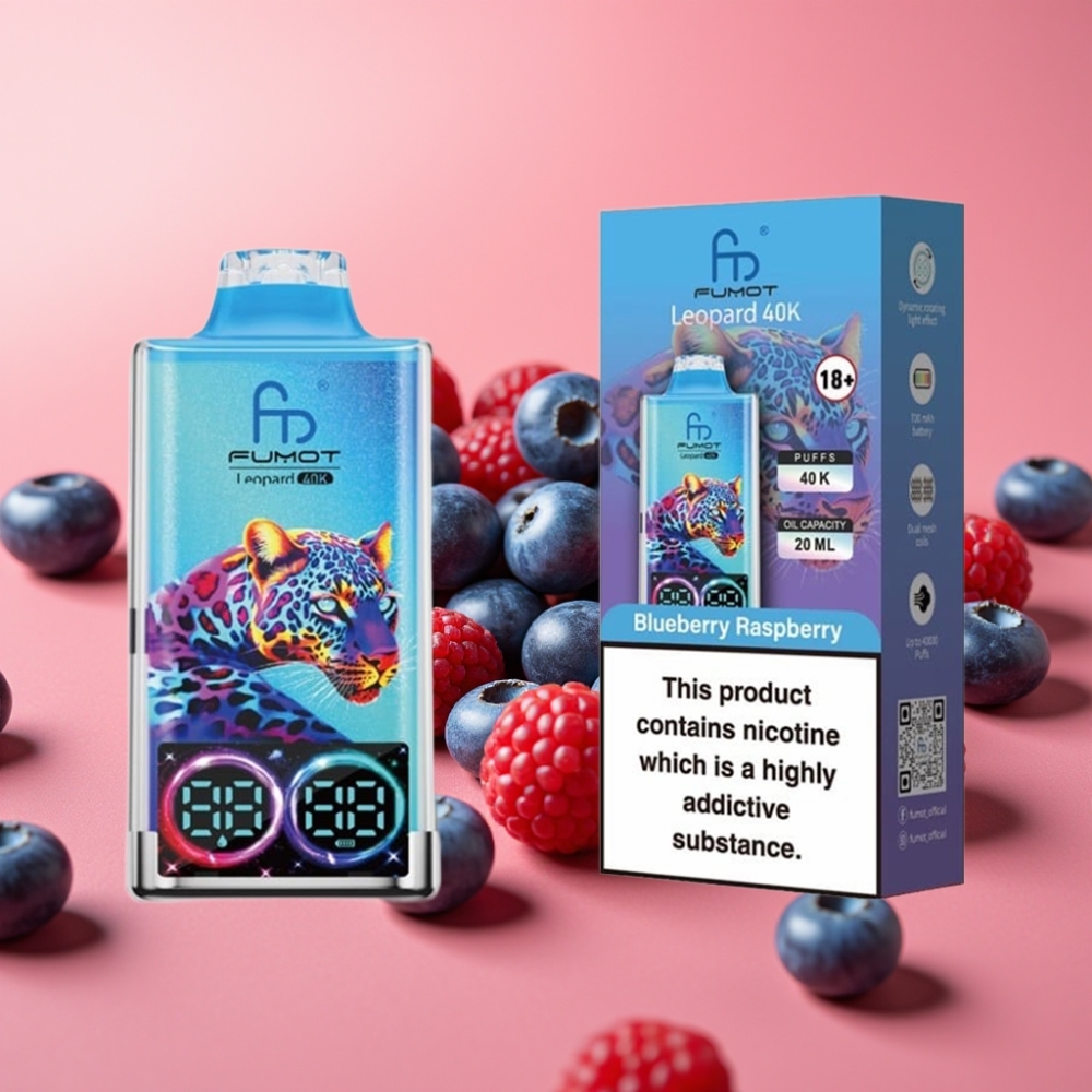 Fumot Leopard 40K Puffs Dual Mesh 700mAh Type-C Modra Malina Slovenija