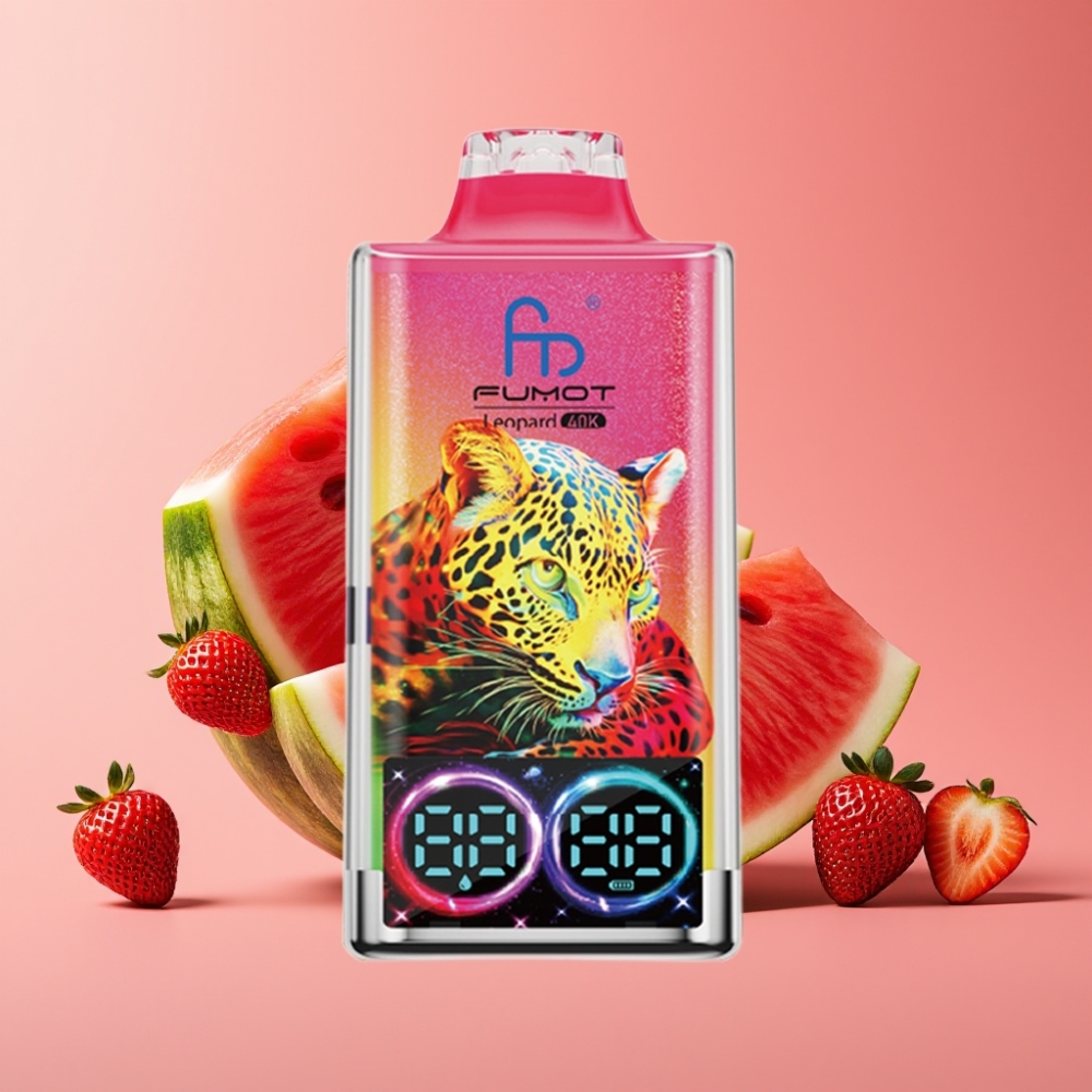 Fumot Leopard 40K Pufi Enkratna Vape Jagoda Lubenica 0-5% Nikotin 700mAh Dual Mesh Type-C