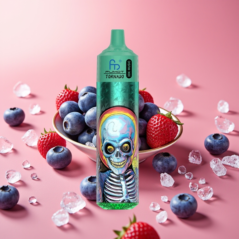Fumot RandM Tornado 30000 Puffov 30mL 5% Nikotina 1.0 Ohm Mrežna Upor LED Blueberry Ice