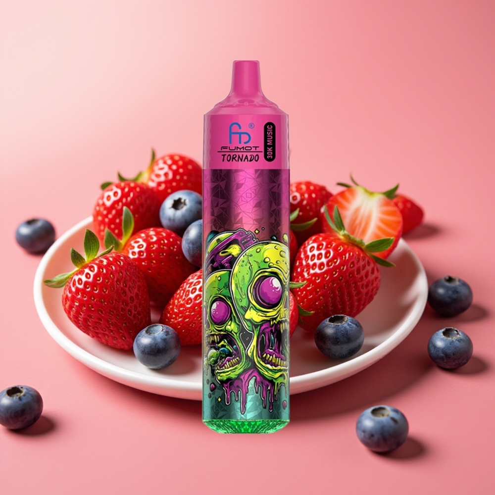 Fumot RandM Tornado 30000 Puffs 30mL 2%/5% LED 1.0 Ohm 600mAh Jagoda Borovnica