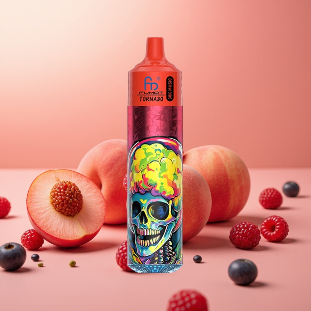 Fumot RandM Tornado 30000 Pufov 30mL LED Peach Berries 2% 5% 600mAh