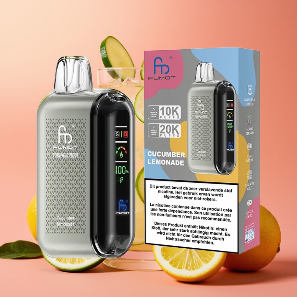 Fumot Tornado 20000 Pofov Dual Mesh Coil 20ml 850mAh Ogled Cucumber Lemonade