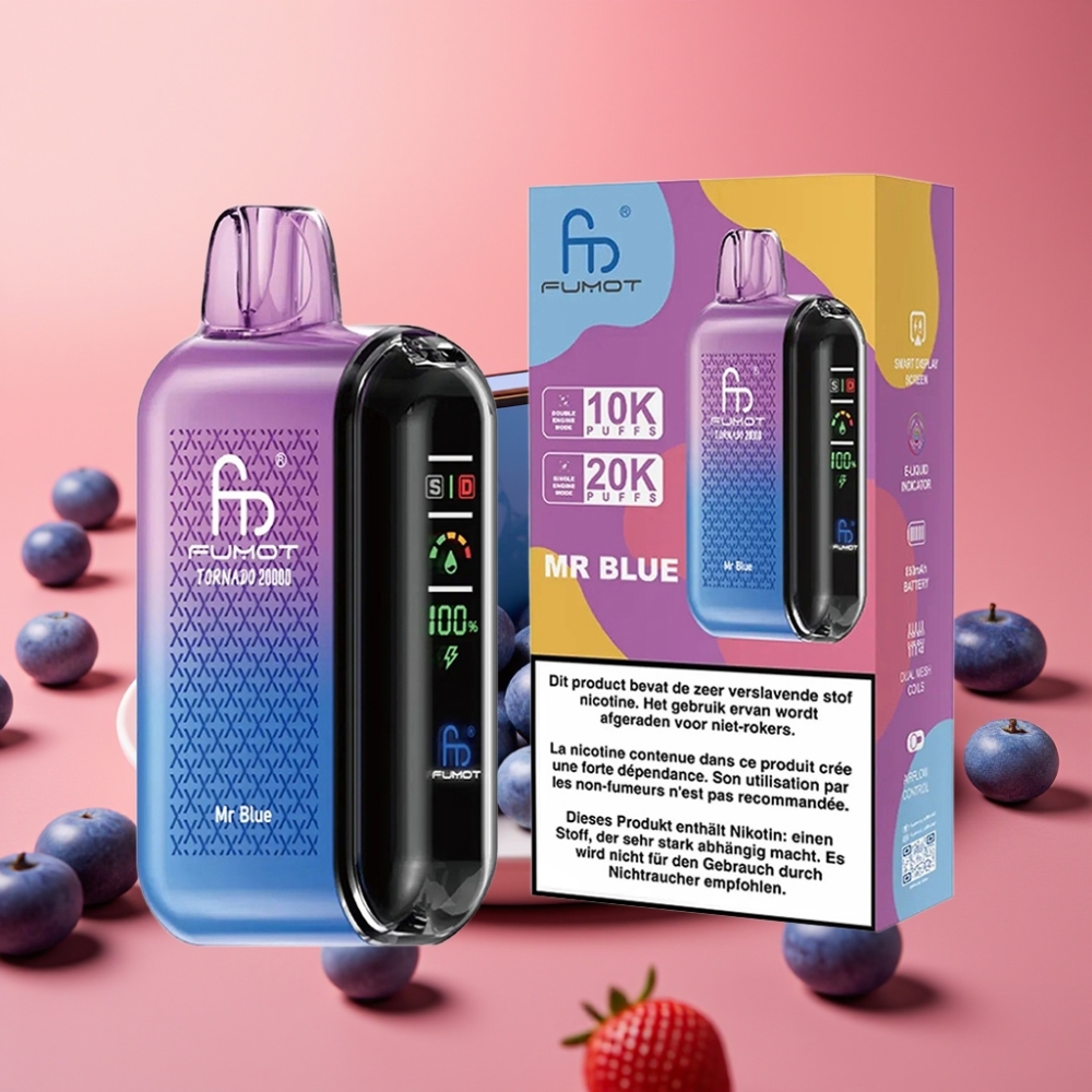 Fumot Tornado 20000 Puff Dual Mesh Coil 20ml 850mAh Smart Display Mr Blue