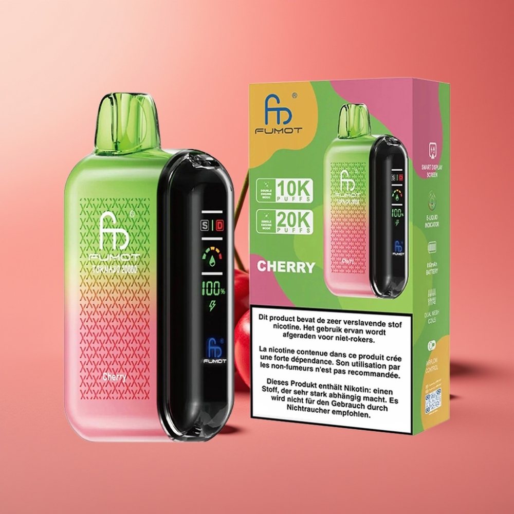 Fumot Tornado 20000 Puff Dvojna Mrežna Tuljava 20ml E-tekočina 850mAh Battery Cherry