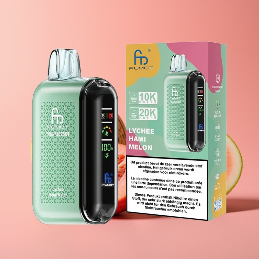 Fumot Tornado 20000 Puff Dvojna Mrežna Tuljava 20ml E-tekočina 850mAh Lychee Hami Melon