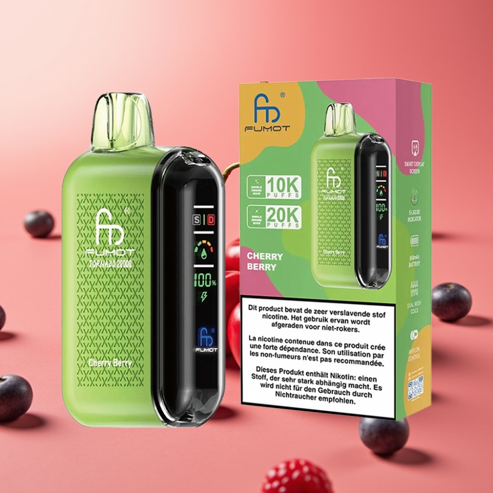 Fumot Tornado 20000 Puffov Dvojna Mrežna Obodnica 20ml E-tekočina 850mAh Cherry Berry