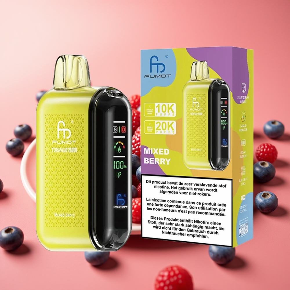 Fumot Tornado 20000 Puffov Mehko Polnjenje 20ml Dvojna Mreža Mešane Jagode