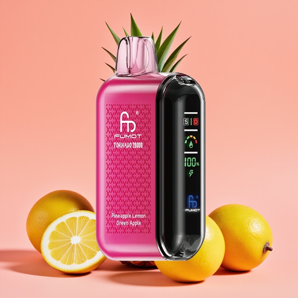 Fumot Tornado 20000 Puffs Dual Mesh Coil 20ml 850mAh Smart Display Ananas Limona Zeleno Jabolko