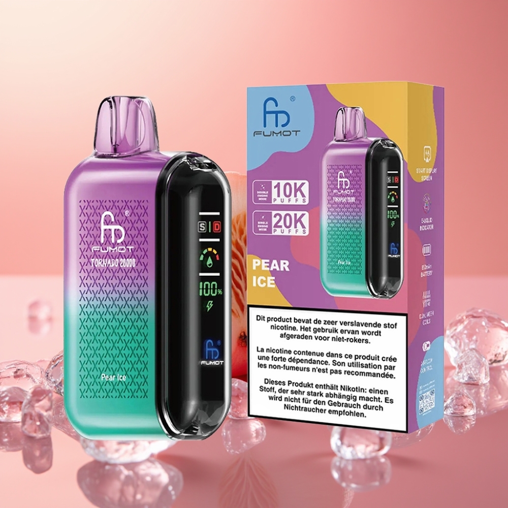 Fumot Tornado 20000 Puffs Dual Mesh Coil 20ml 850mAh Smart Display Hruška Led