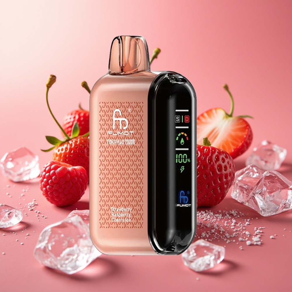 Fumot Tornado 20000 Puffs Dual Mesh Coil 20ml 850mAh Smart Display Jagoda Malina Češnja Led