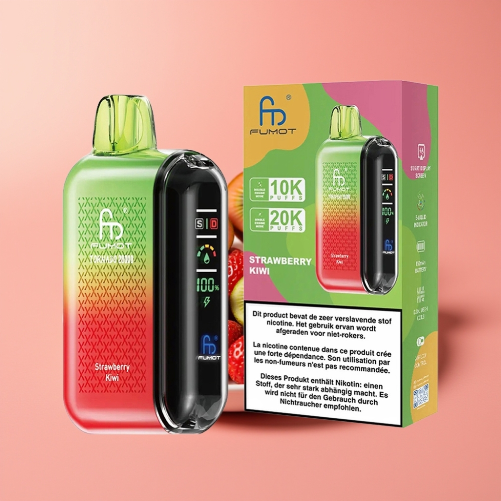 Fumot Tornado 20000 Puffs Dual Mesh Coil 20ml 850mAh Smart Display Strawberry Kiwi