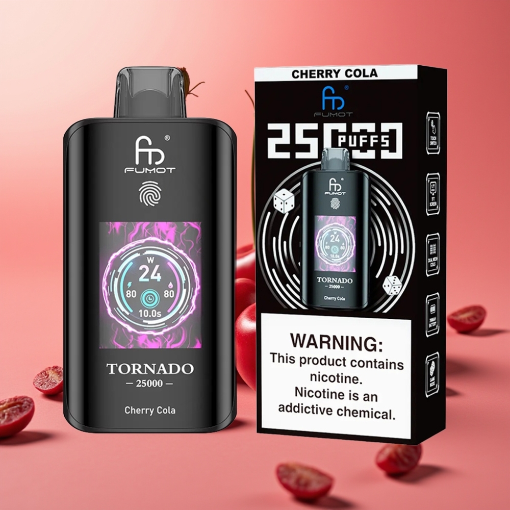Fumot Tornado 25000 Puff HD Ekran 700mAh Type-C Češnjeva Kola