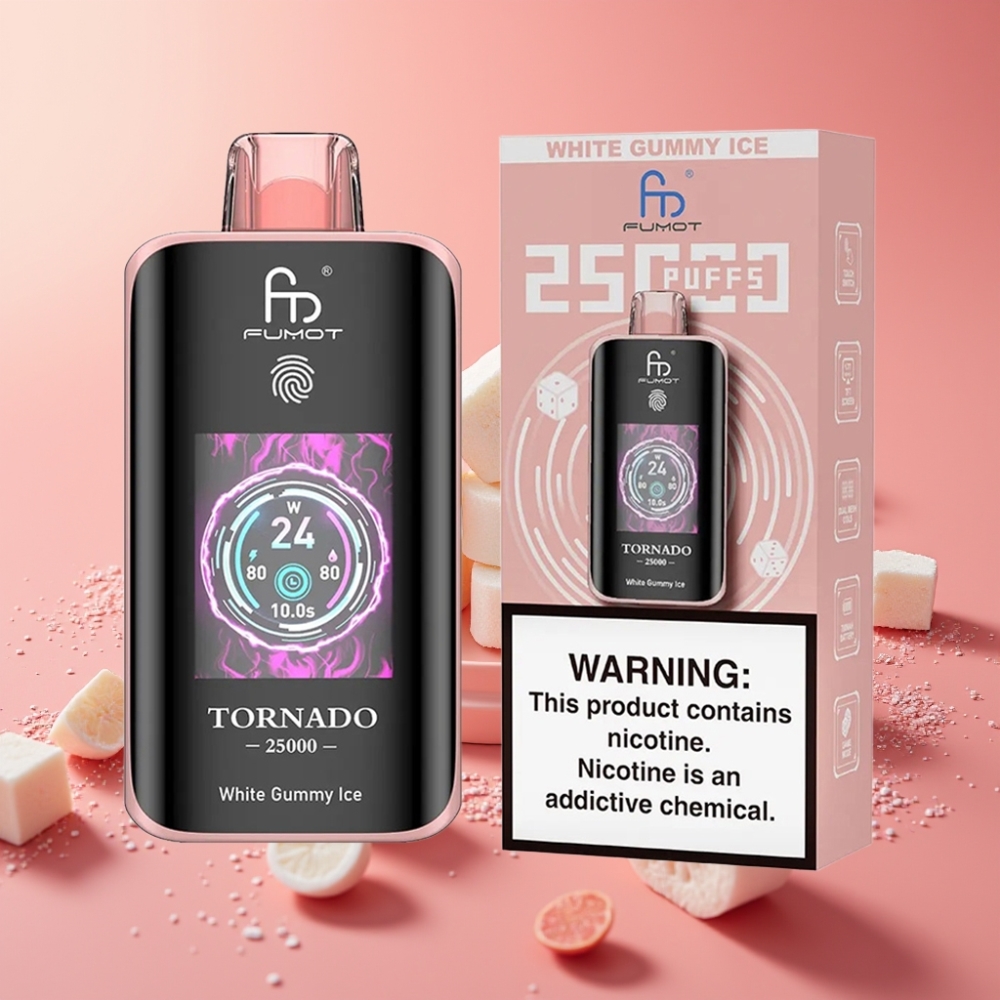 Fumot Tornado 25000 Puffs HD Ekran 700mAh 20ml Beli Gumi Led