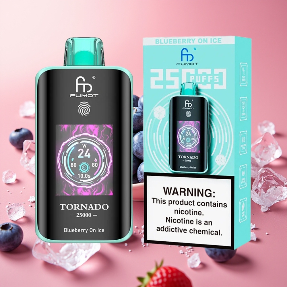Fumot Tornado 25000 Puffs HD Ekran 700mAh Polnjenje Type-C Borovnica z Ledom