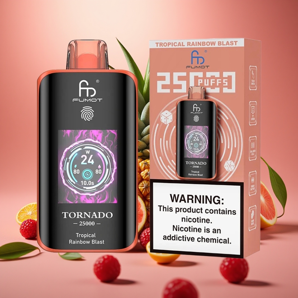 Fumot Tornado 25000 Puffs HD Zaslon 700mAh 20ml Tropska Mavrična Eksplozija