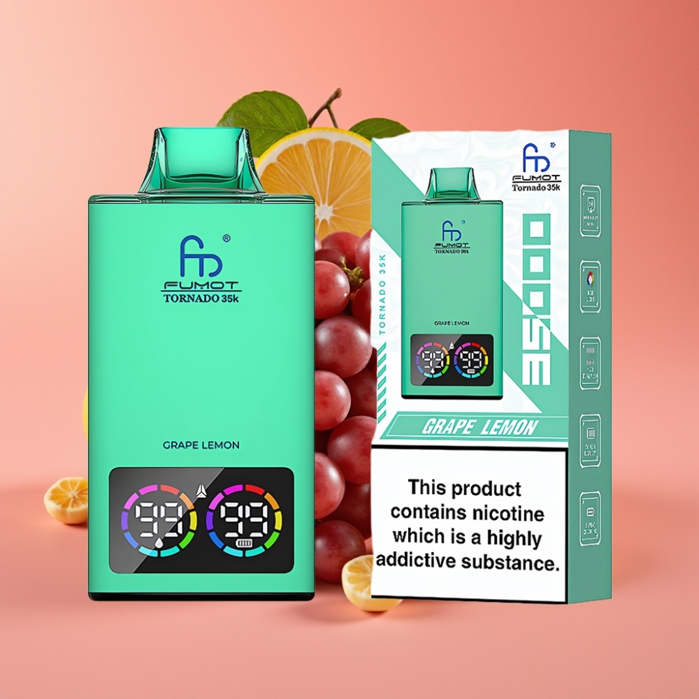 Fumot Tornado 35K Enkratna Vape 35000 Puffov Dual Mesh 15ml Grozdje Limona