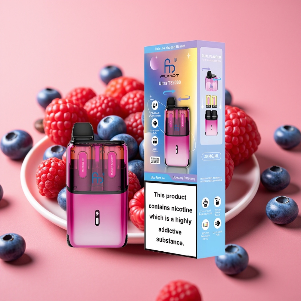 Fumot Ultra T32000 32000 vatlov 800mAh Type-C 24ml 20mg Modra Malina Led