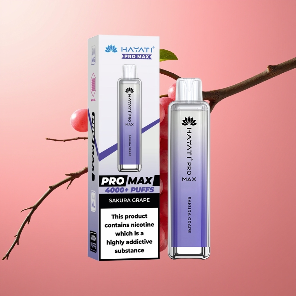Hayati Pro Max 4000 Puffs Disposable Vape Sakura Grozdje 1400mAh Dual Mesh