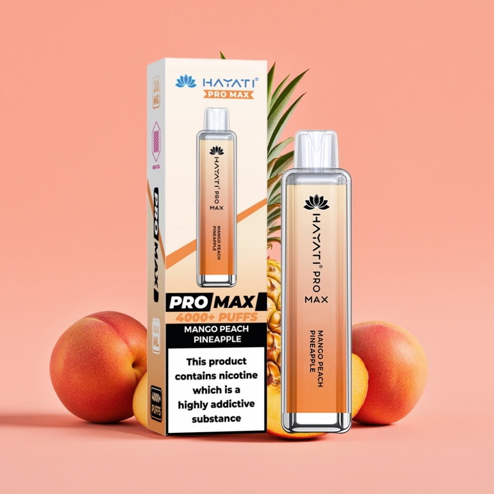 Hayati Pro Max 4000 Puffs Enkratna Vapa Mango Peach Pineapple 1400mAh LED Crystal
