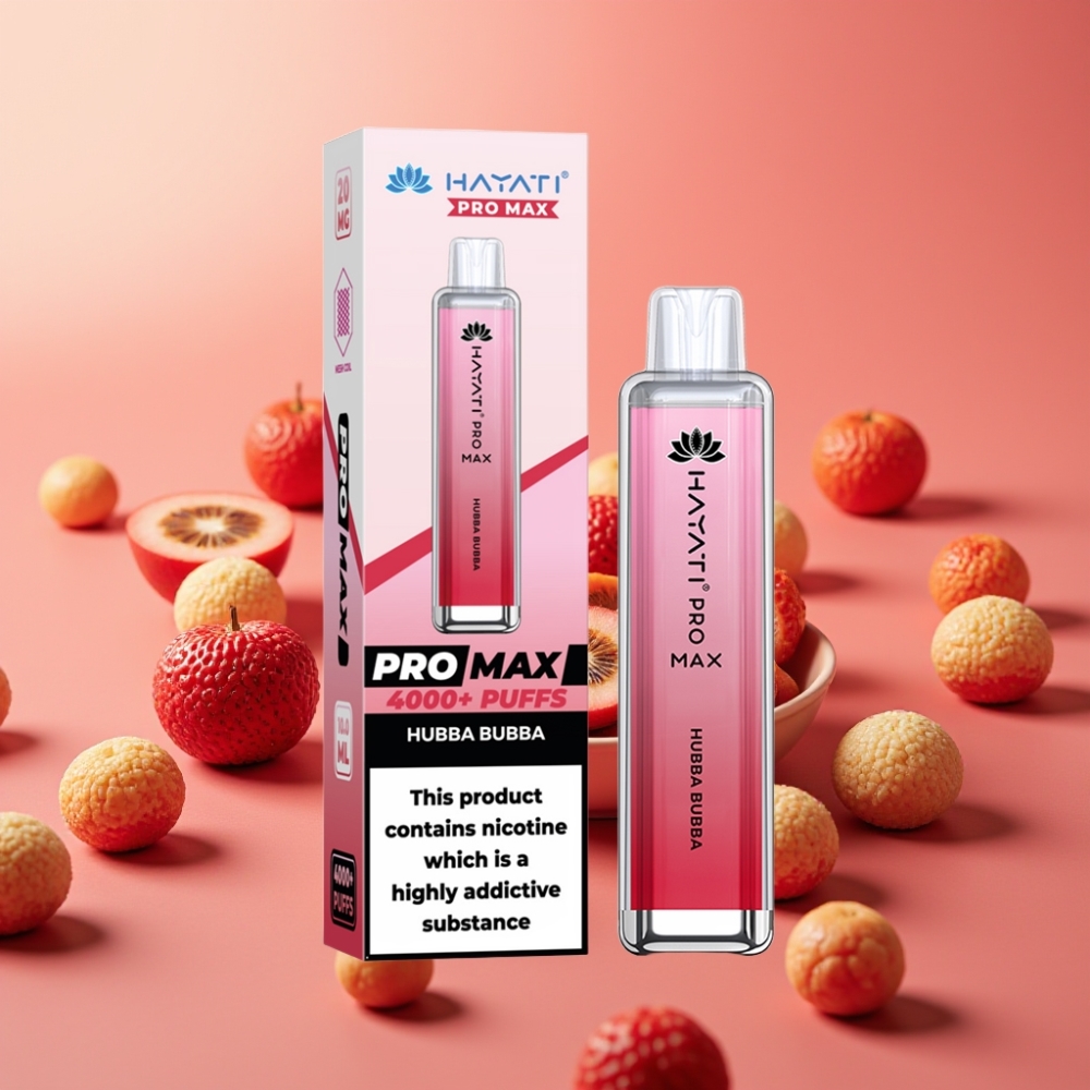 Hayati Pro Max 4000 Puffs Enkratna Vape Hubba Bubba 1400mAh Dual Coil 2ml/10ml