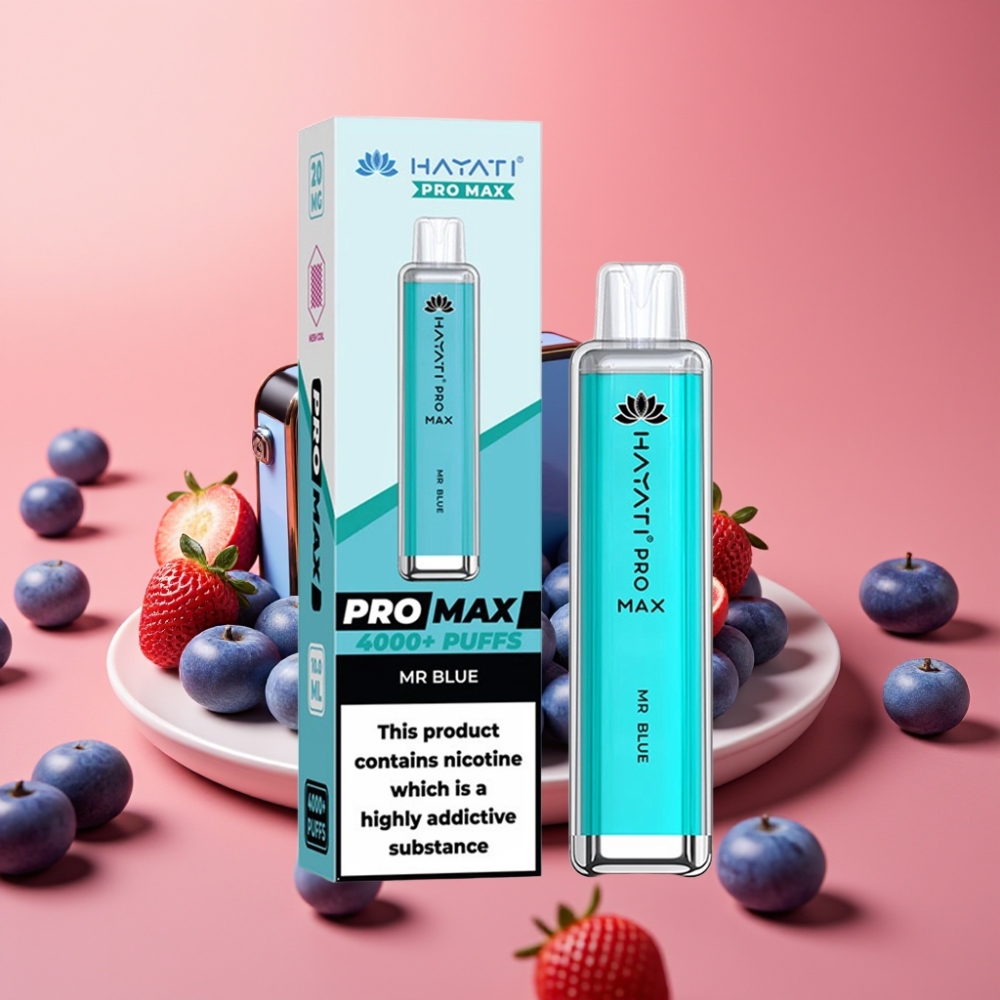 Hayati Pro Max 4000 Puffs Enkratna Vape Mr Blue 1400mAh 2ml/10ml Dual Coil 2%/5% Nic