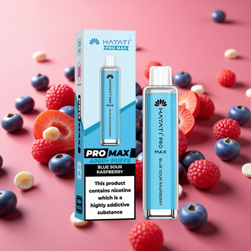 Hayati Pro Max 4000 Puffs Ponovno Polnjljiv E-Cigareti Modra Kisla Malina
