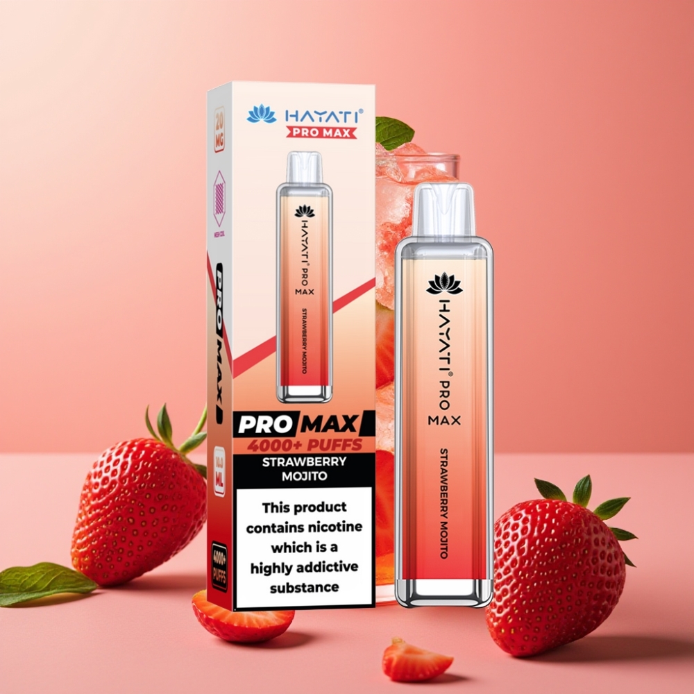 Hayati Pro Max 4000 Pufi Disposable Vape Strawberry Mojito 1400mAh LED