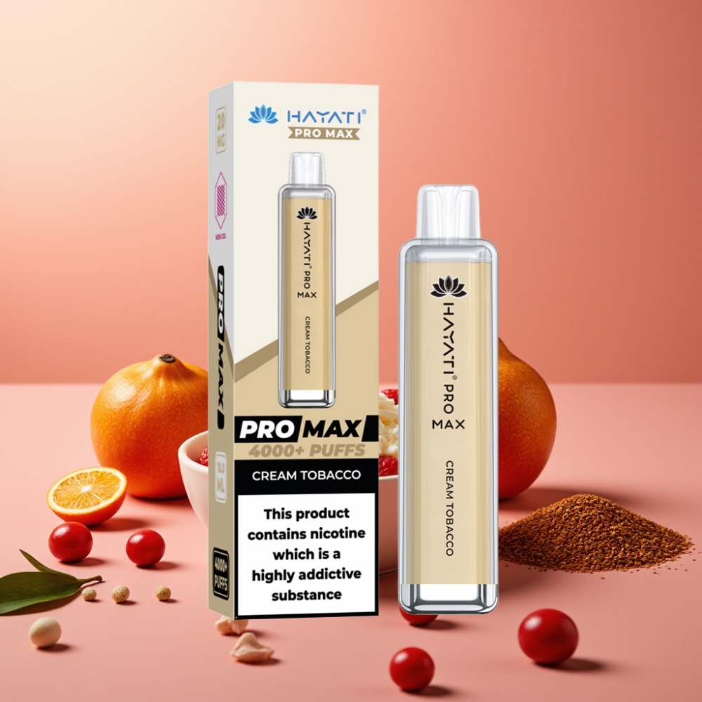Hayati Pro Max 4000 Pufs Enkratna E-Cigareta Kremski Tobak