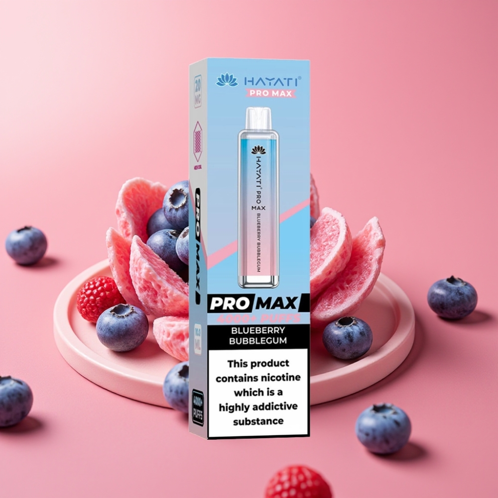 Hayati Pro Max 4000 Pufs Enkratna Vape Borovnični Bubblegum 1400mAh Dual Coil