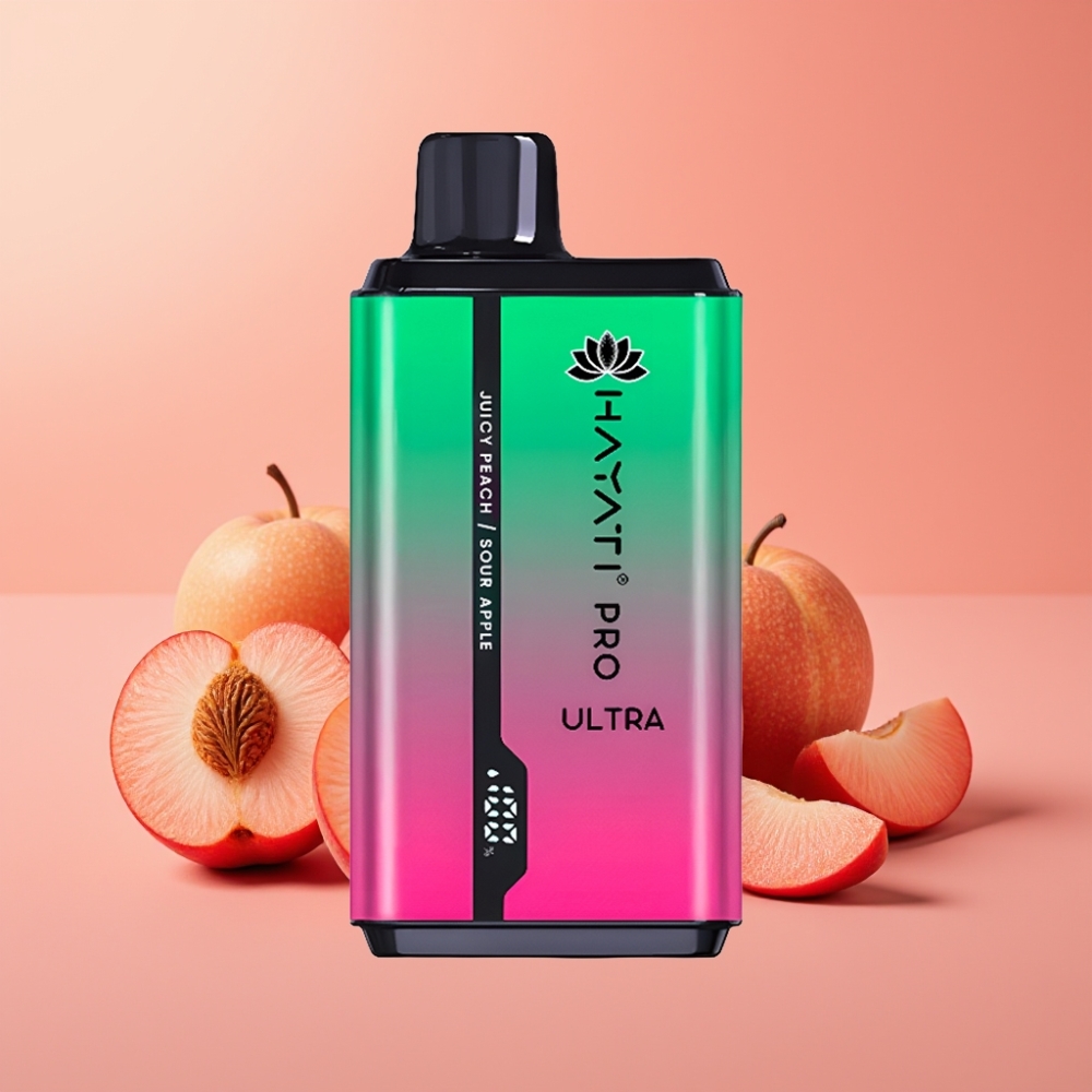 Hayati Pro Ultra 15000 Puffov E-Papir Osvežujoča Jabolka Sočna Breskev 850mAh 2×12ml 2% 49 Okusov