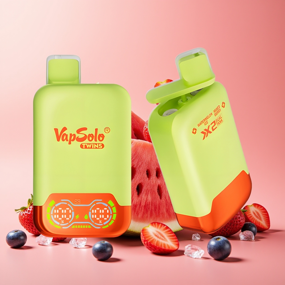 Vapsolo Twins 20000 Puffs Enkratna Vapa Lubenika Led & Mešane Jagode 40ml 20mg/50mg Type-C