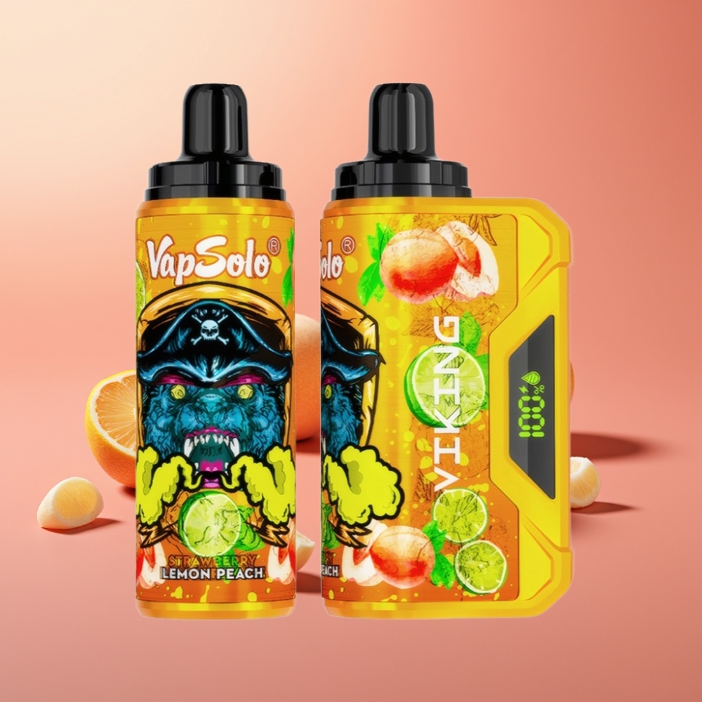 VapSolo VIKING 12000 Puf Dispozabilna E-cigareta 22ml Limona Breskeva Tip-C LED