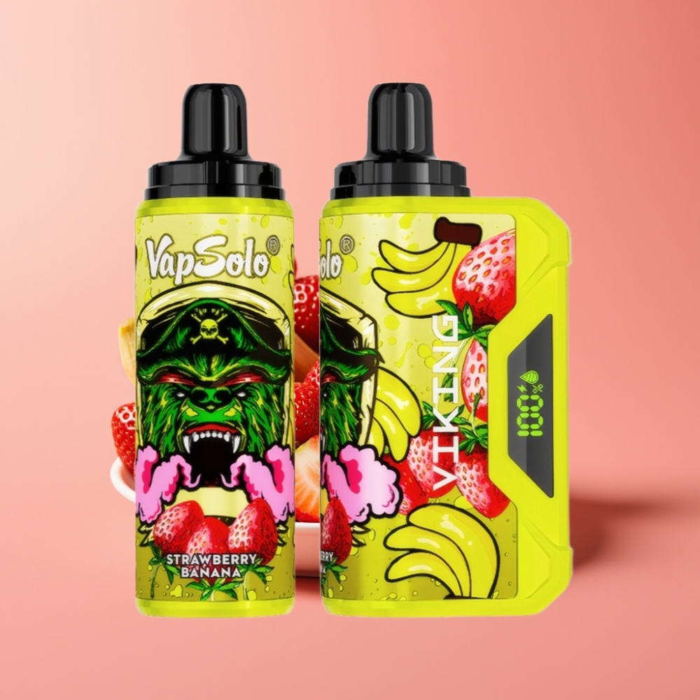 VapSolo VIKING 12000 Pufov Enkratna Vape Jagoda Banana 22ml LED Type-C 20/50mg