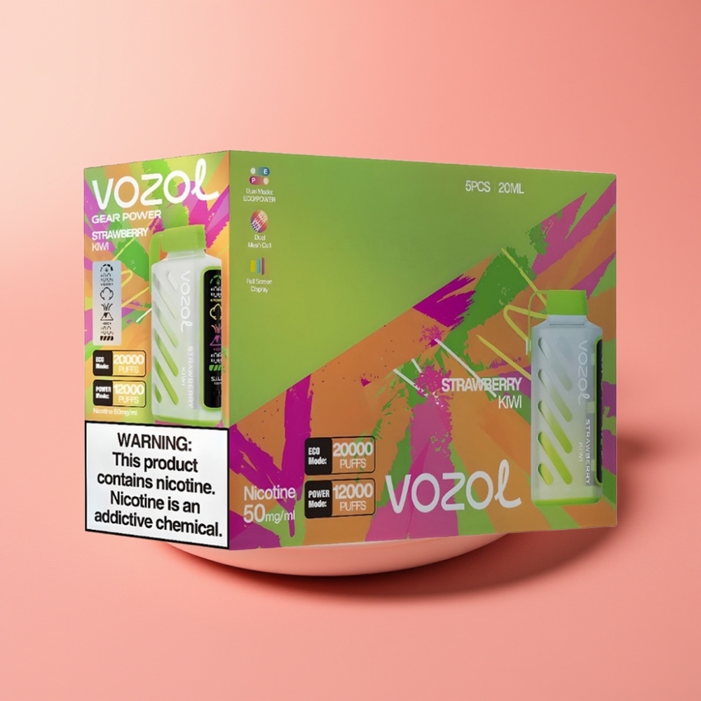 VOZOL Gear Power 20000 Puffov Enkratna Vape Jagoda Kivi S.i.L.C. Tech Dual Mesh Coil 20mL 5% Nikotin