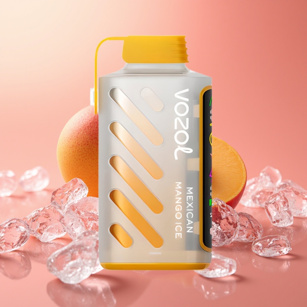 VOZOL Gear Power 20000 Puffs Disposable Vape Mehiški Mango Led S.i.L.C. Tech Dual Mesh Coil 20mL 50mg