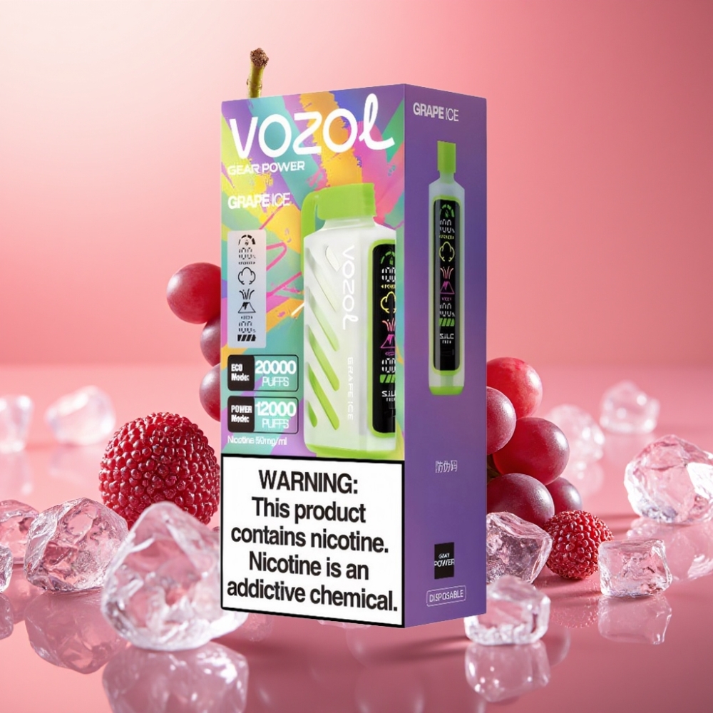 VOZOL Gear Power 20000 Puffs Dual Mesh Coil 20mL Grape Ice S.i.L.C. Tech